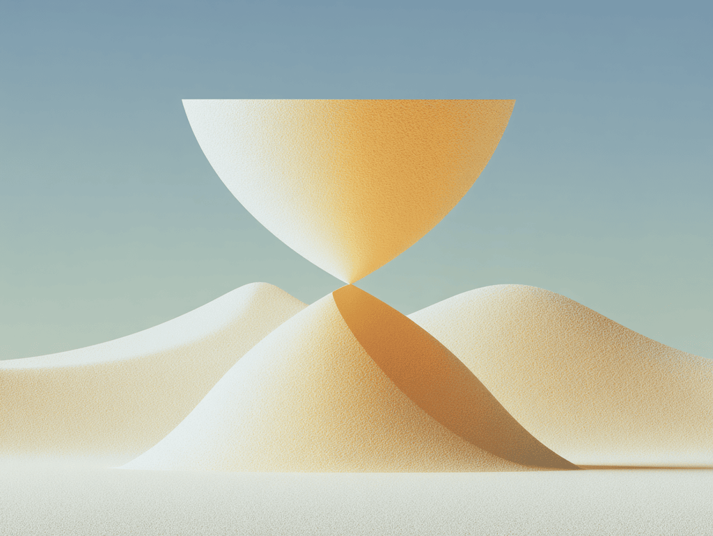 Compositions 3D mates en beige sablé, volumes géométriques épurés, longues ombres douces et vastes espaces vides, surfaces lisses à microtexture fine.